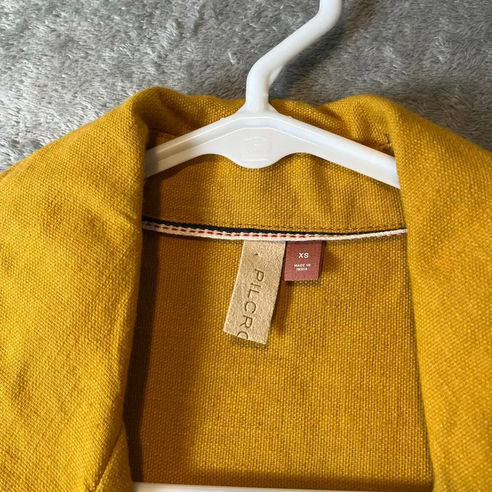Pilcro‎ Buttondown Shirt Dress Linen Blend Patch Pockets Yellow Utility